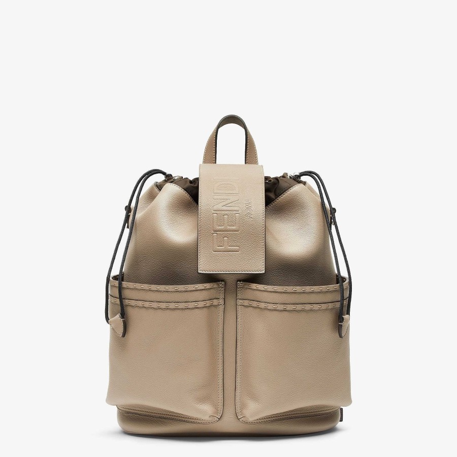 Men Fendi Backpacks | Fendi Strike Medium Beige