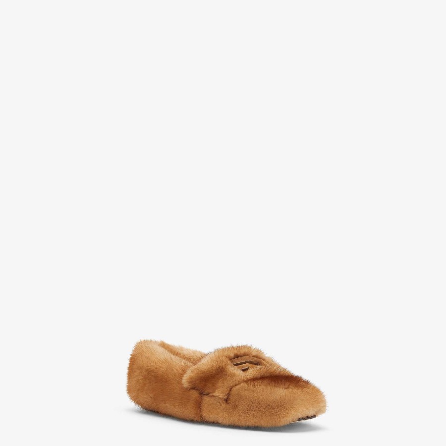 Women Fendi Mocassins & Loafers | Baguette Loafers Beige