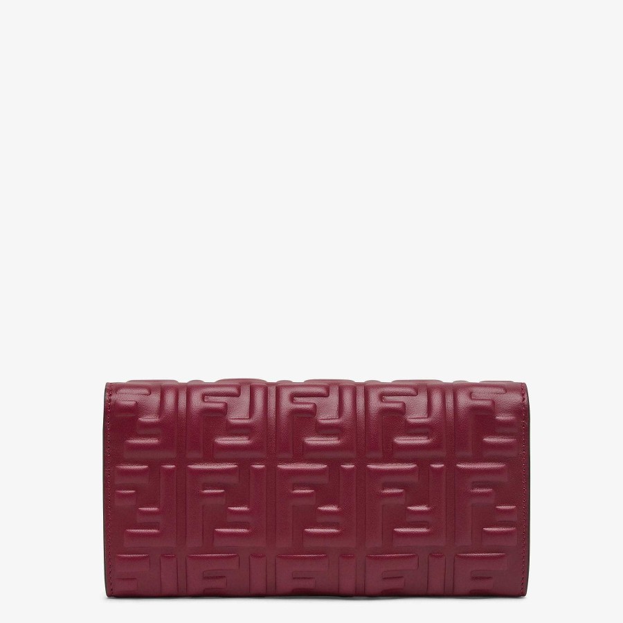 Women Fendi Wallets On Chain | Baguette Continental Wallet With Chain Red