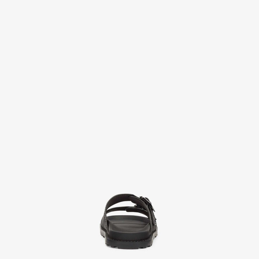 Men Fendi Slides & Sandals | Fendi Feel Sandals Black