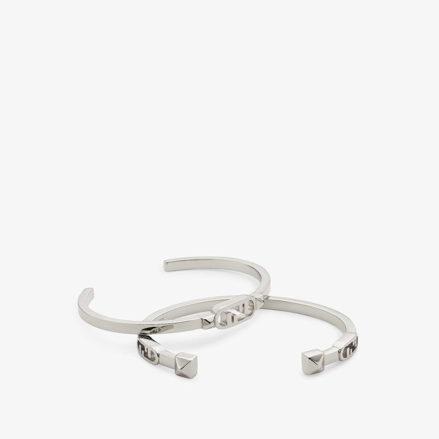 Women Fendi Bracelets | Fendi O'Lock Set Of Bracelets Silver