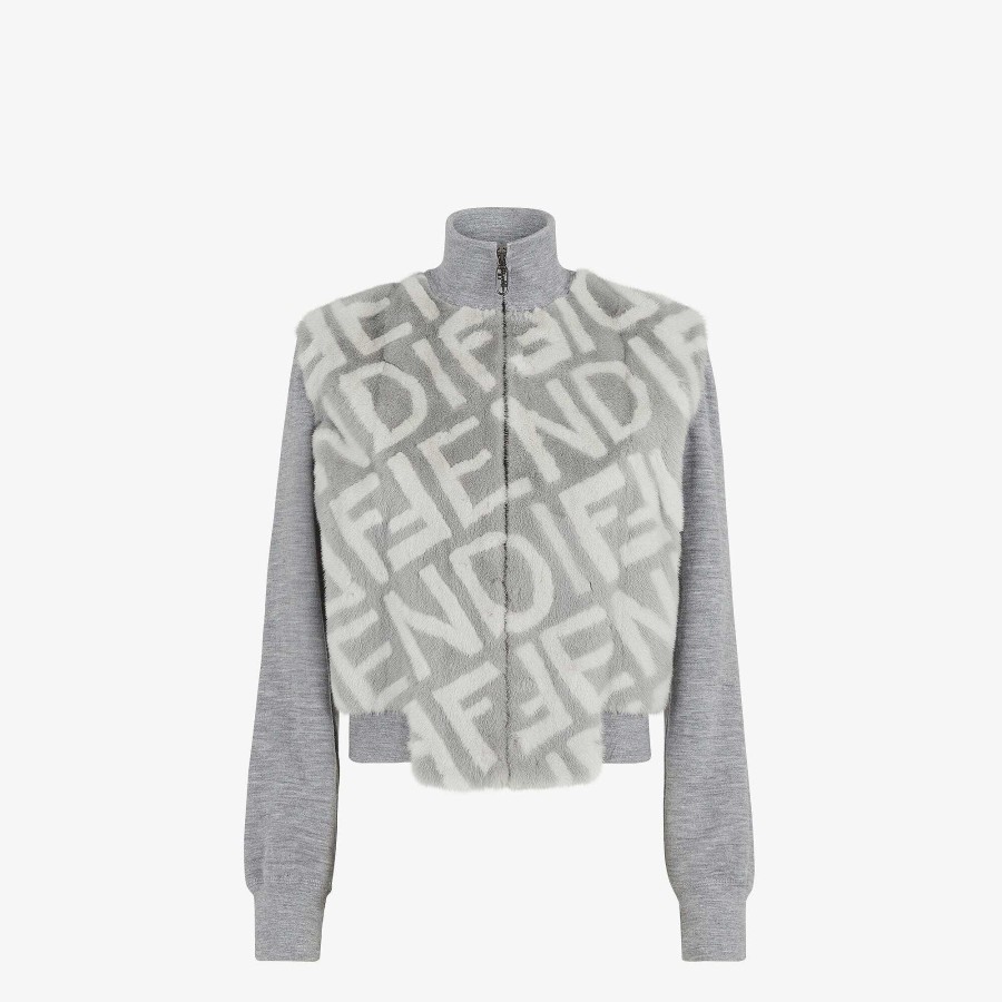 Women Fendi Outerwear | Bomber Jacket Gray