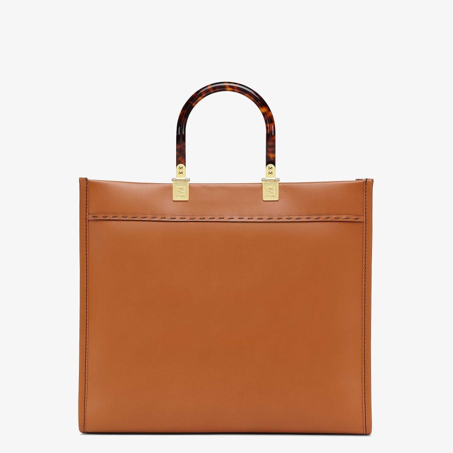 Women Fendi Tote Bags | Fendi Sunshine Medium Brown