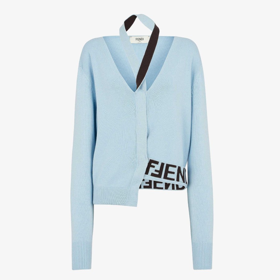 Women Fendi Knitwear | Cardigan Light Blue