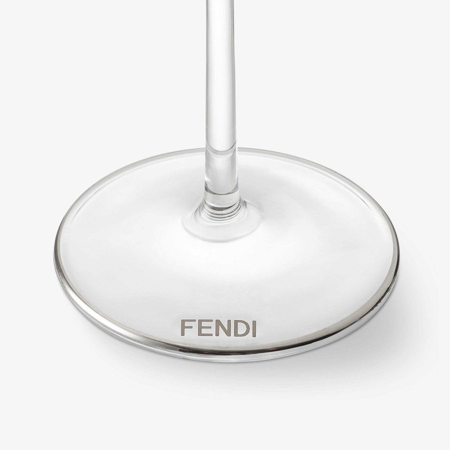 Home Decor & Lifestyle Fendi | Set Of Fendi Roma Flute Glasses Transparent