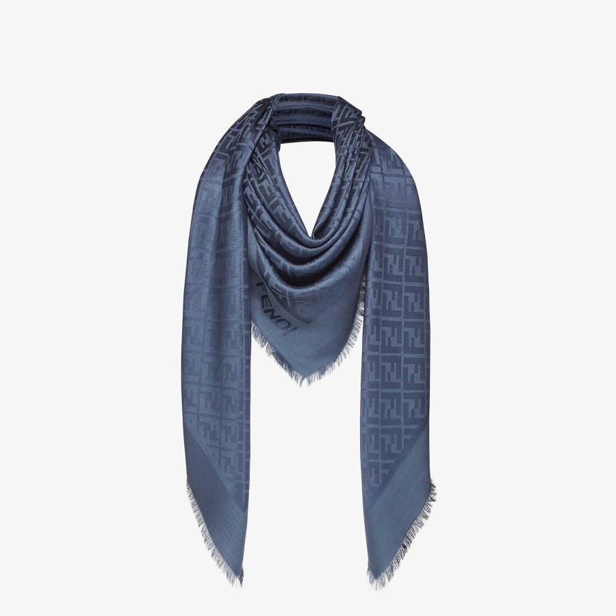 Women Fendi Scarves & Ponchos | Ff Shawl Blue