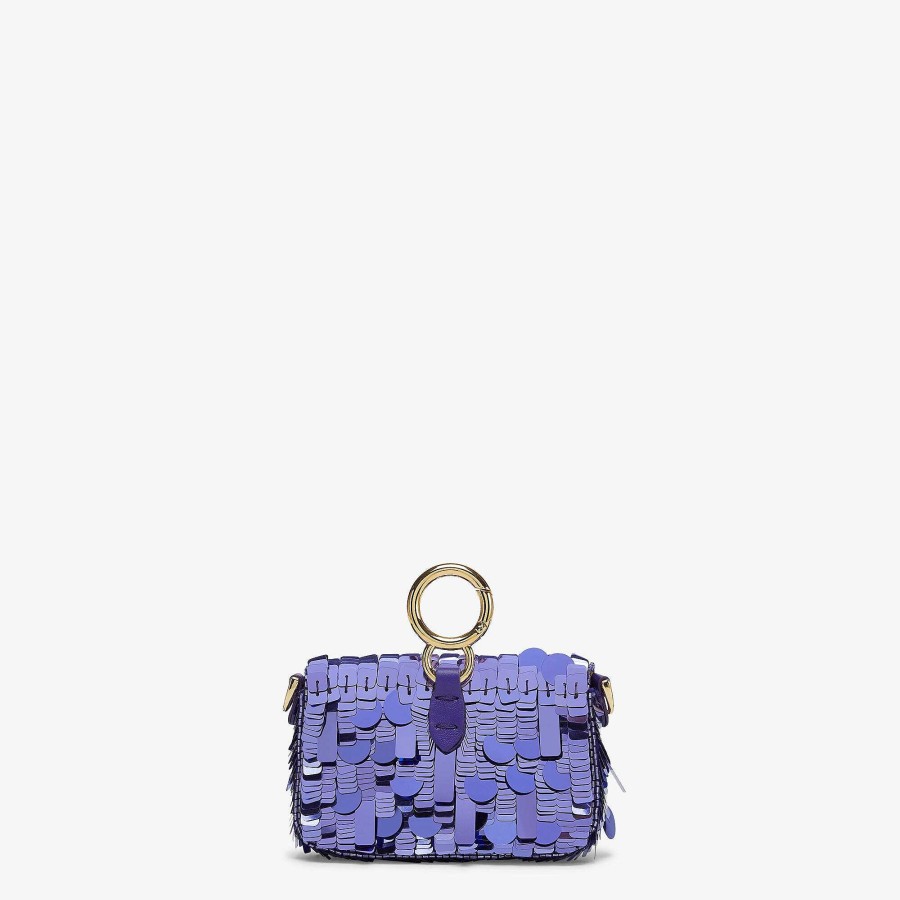 Women Fendi Miniature Bags | Nano Baguette Charm Purple