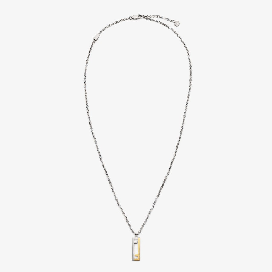 Men Fendi Necklaces | Fendi Stripes Necklace Silver And Gold