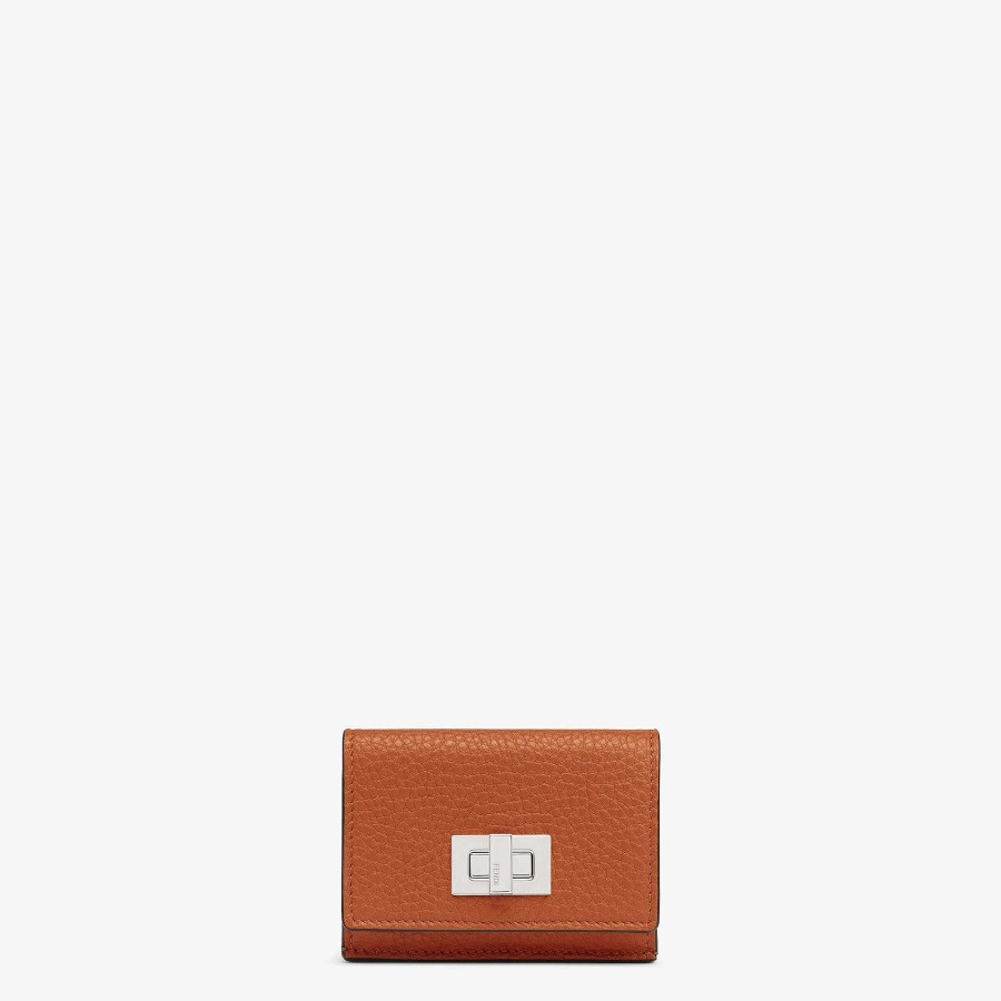 Women Fendi Wallets | Peekaboo Micro Trifold Brown