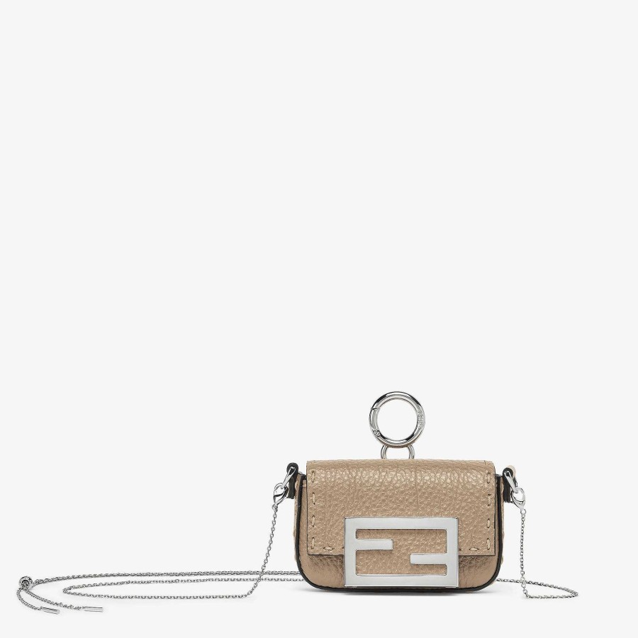 Women Fendi Miniature Bags | Nano Baguette Charm Beige