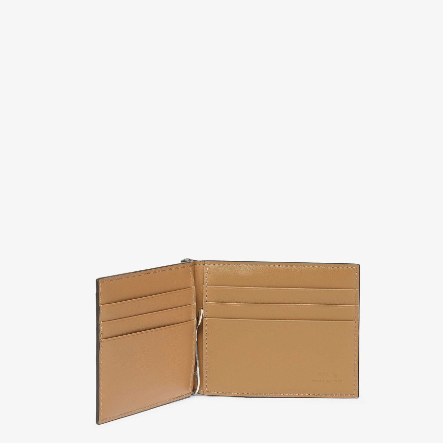 Men Fendi Wallets | Fendi Diagonal Card Holder Brown