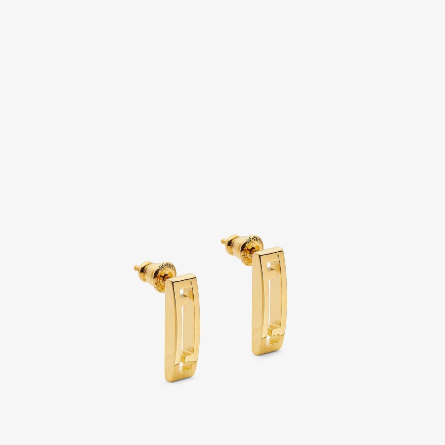 Women Fendi Earring & Brooches | Fendi Stripes Earrings Gold