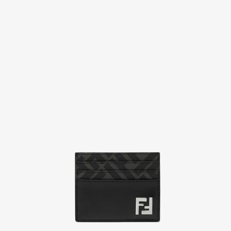 Men Fendi Card Holders | Ff Squared Card Holder Black