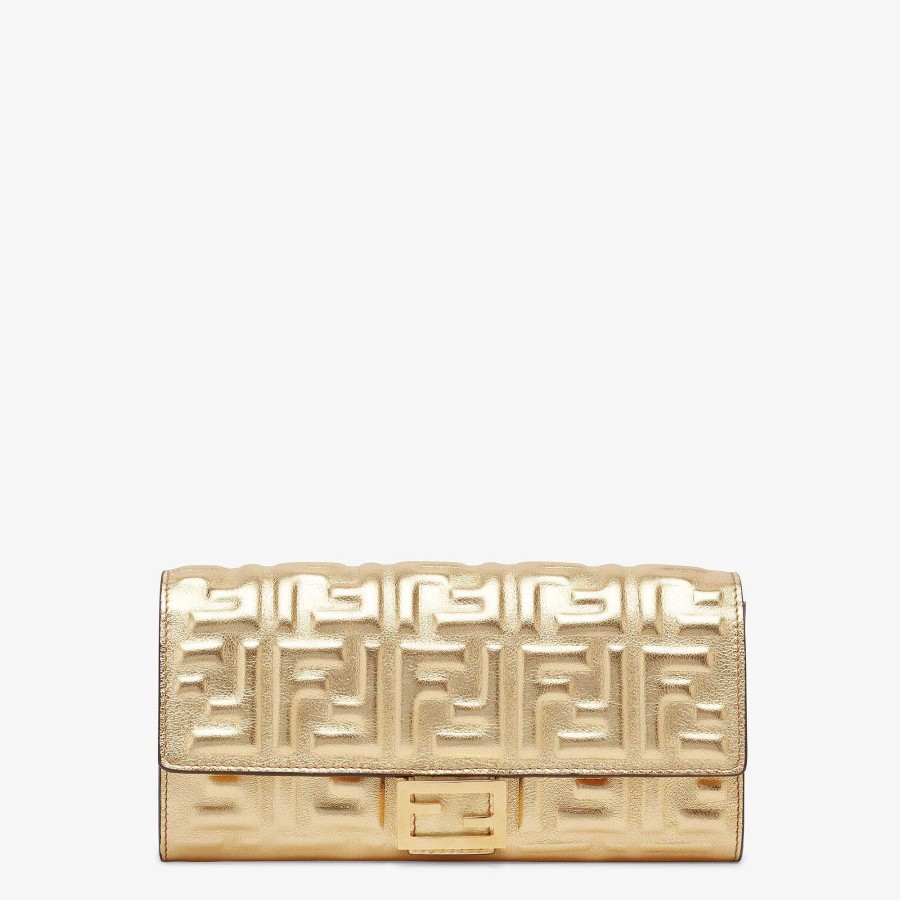 Women Fendi Wallets | Baguette Continental Gold