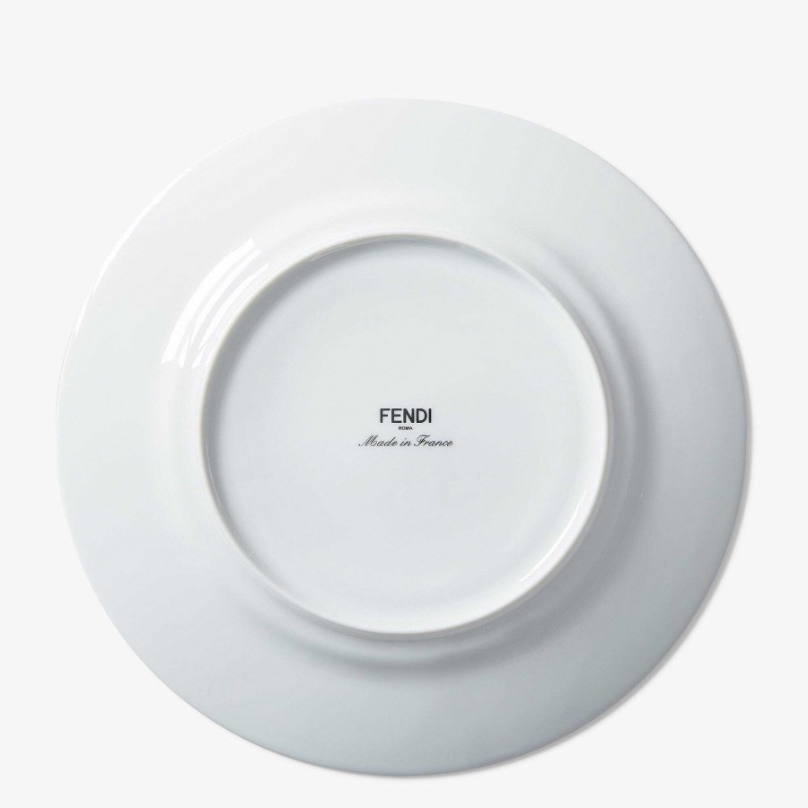 Home Decor & Lifestyle Fendi | Set Of Two Fendi O'Lock Charger Plates White