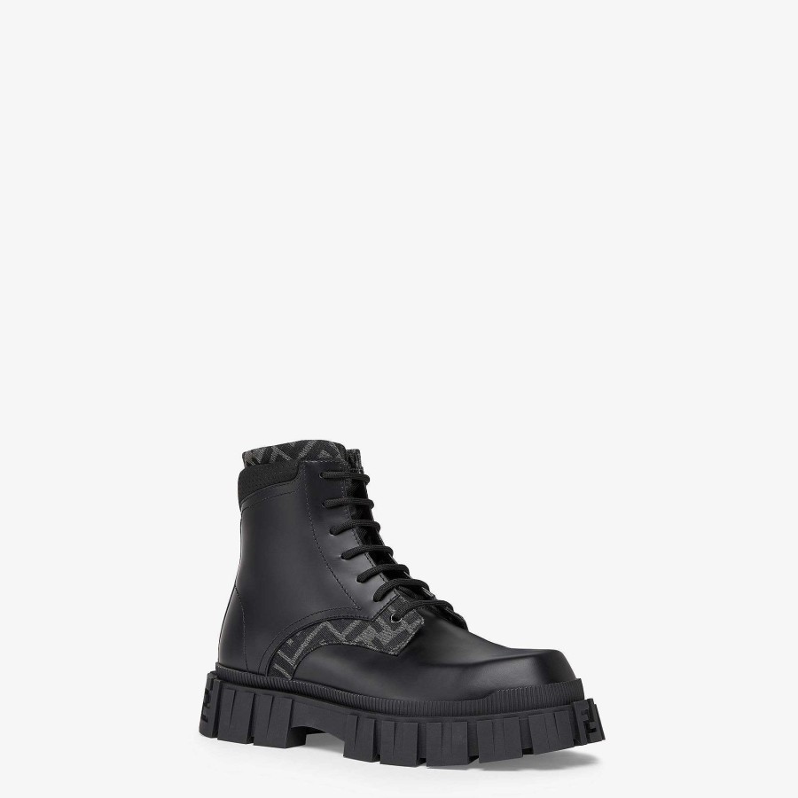 Men Fendi Lace Ups & Boots | Fendi Force Black