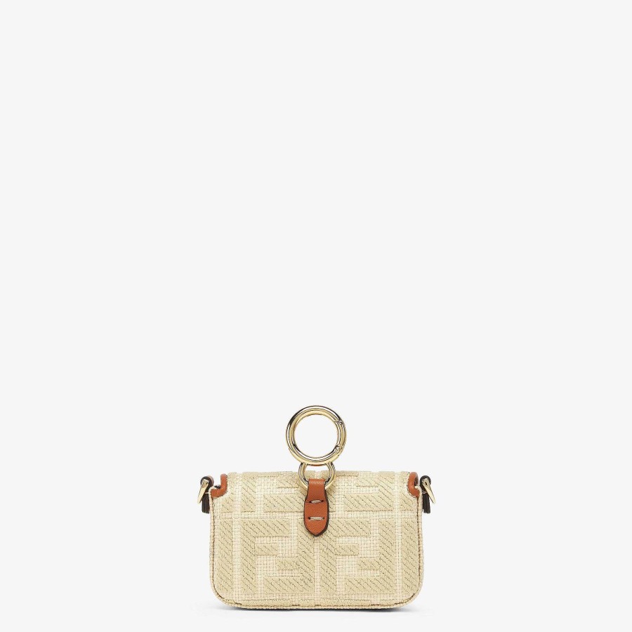 Women Fendi Miniature Bags | Nano Baguette Charm Beige