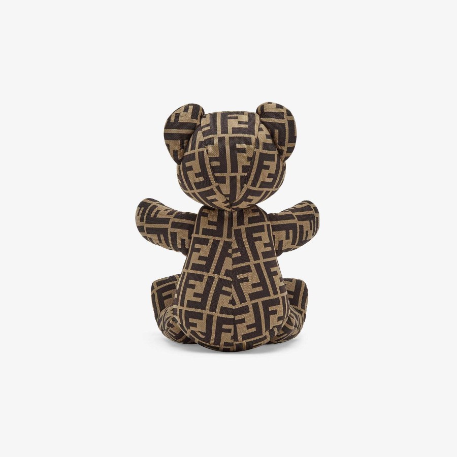 Kids Fendi Accessories | Jersey Fendi Bear With Logo Brown