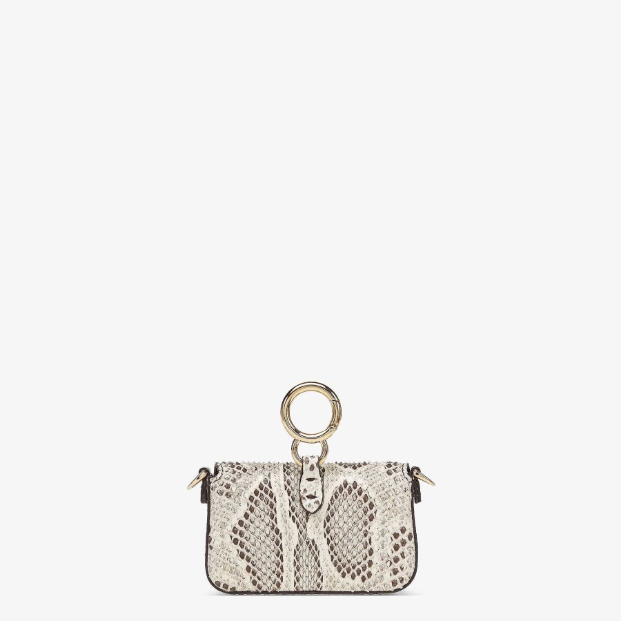 Women Fendi Miniature Bags | Nano Baguette Charm Beige