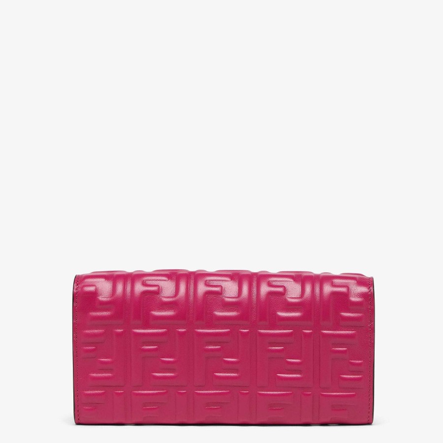 Women Fendi Wallets On Chain | Baguette Continental Wallet With Chain Pink