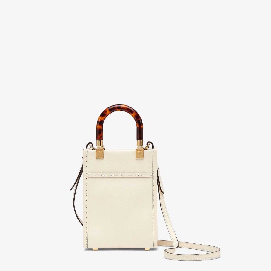 Women Fendi Shoulder & Crossbody Bags | Mini Sunshine Shopper White