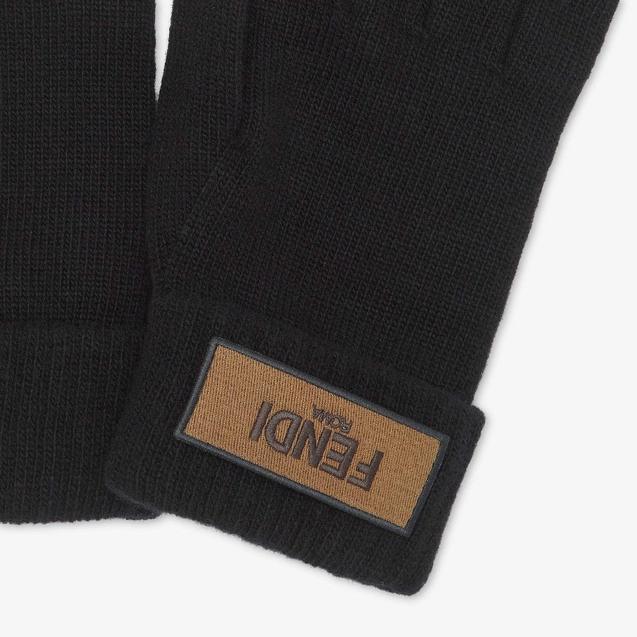 Men Fendi Hats & Gloves | Gloves Black