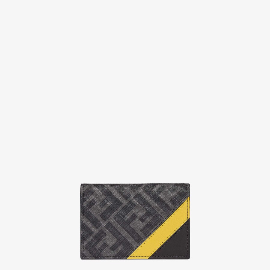 Men Fendi Card Holders | Diagonal Card Holder Gray