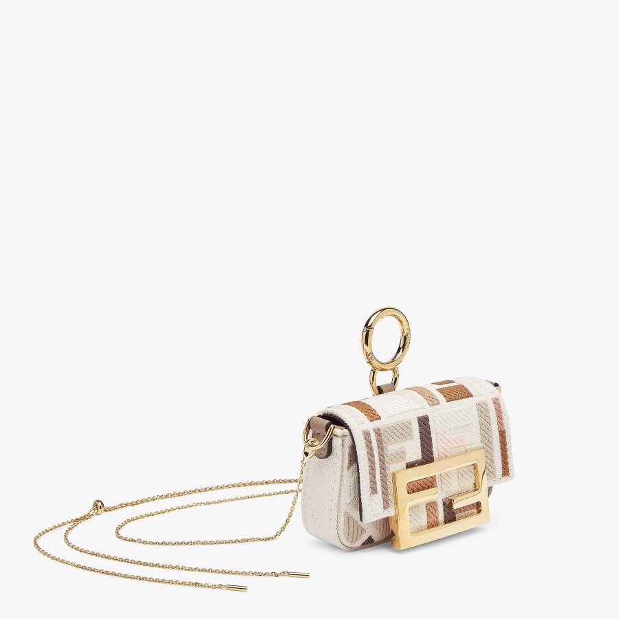 Women Fendi Miniature Bags | Nano Baguette Charm Beige