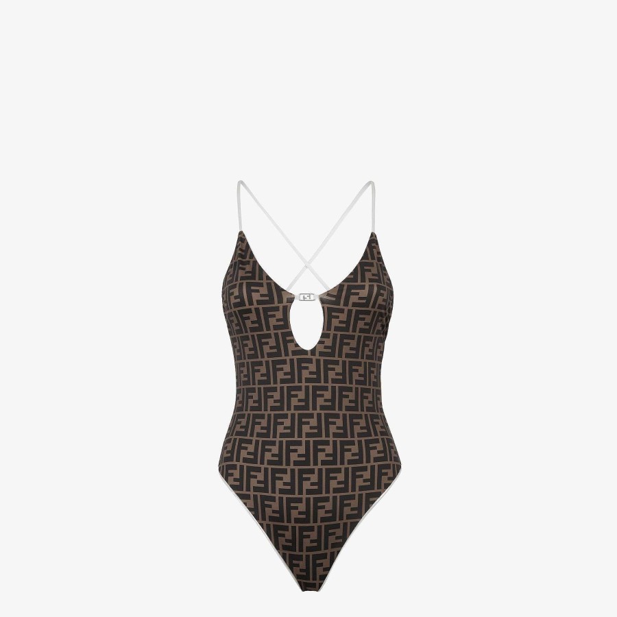 Valentine'S Day Gifts Fendi Swimwear | One-Piece Swimsuit Silver