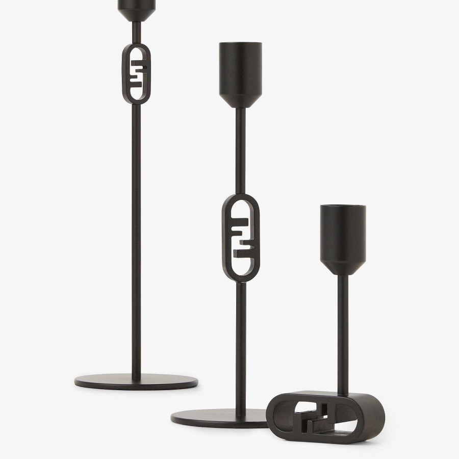 Home Decor & Lifestyle Fendi | Fendi O'Lock Candle Holder Set Black