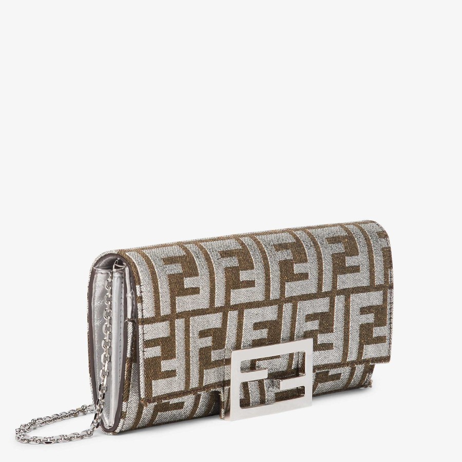 Women Fendi Wallets On Chain | Baguette Continental Wallet With Chain Brown