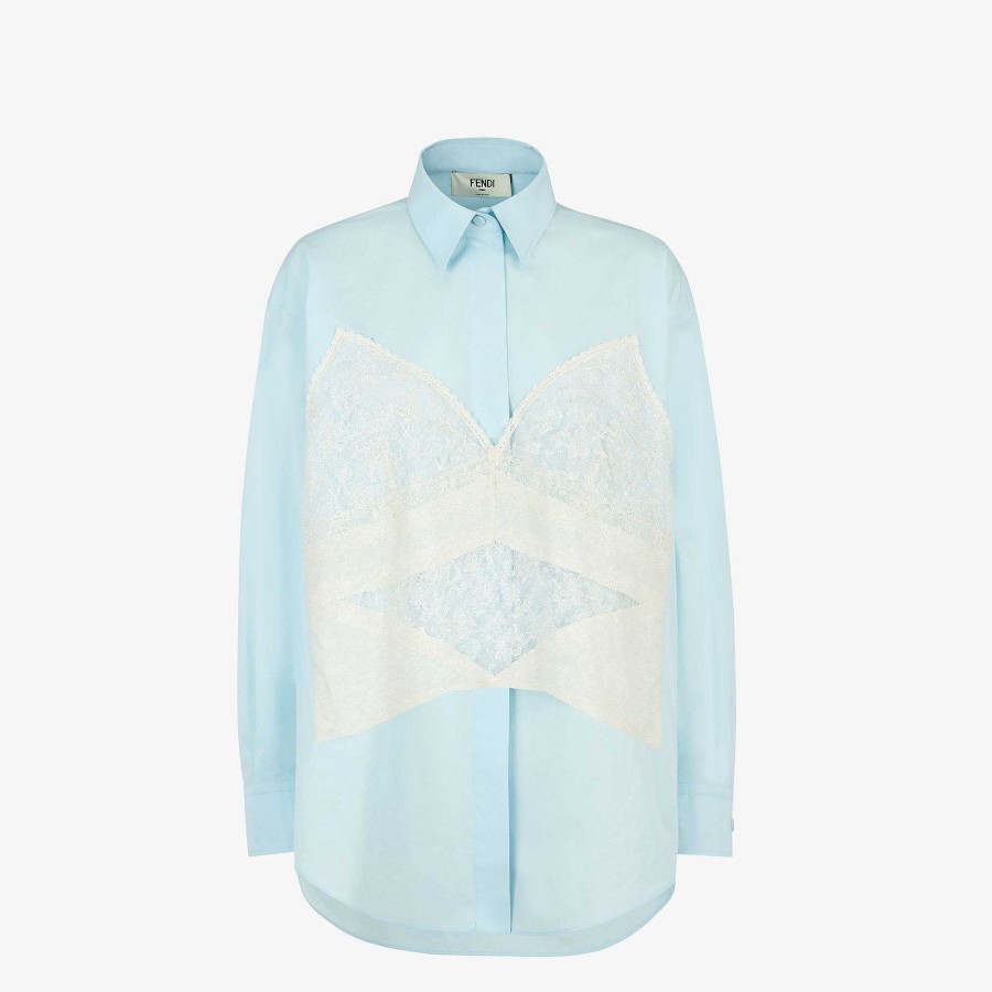 Women Fendi Tops & Shirts | Shirt Light Blue