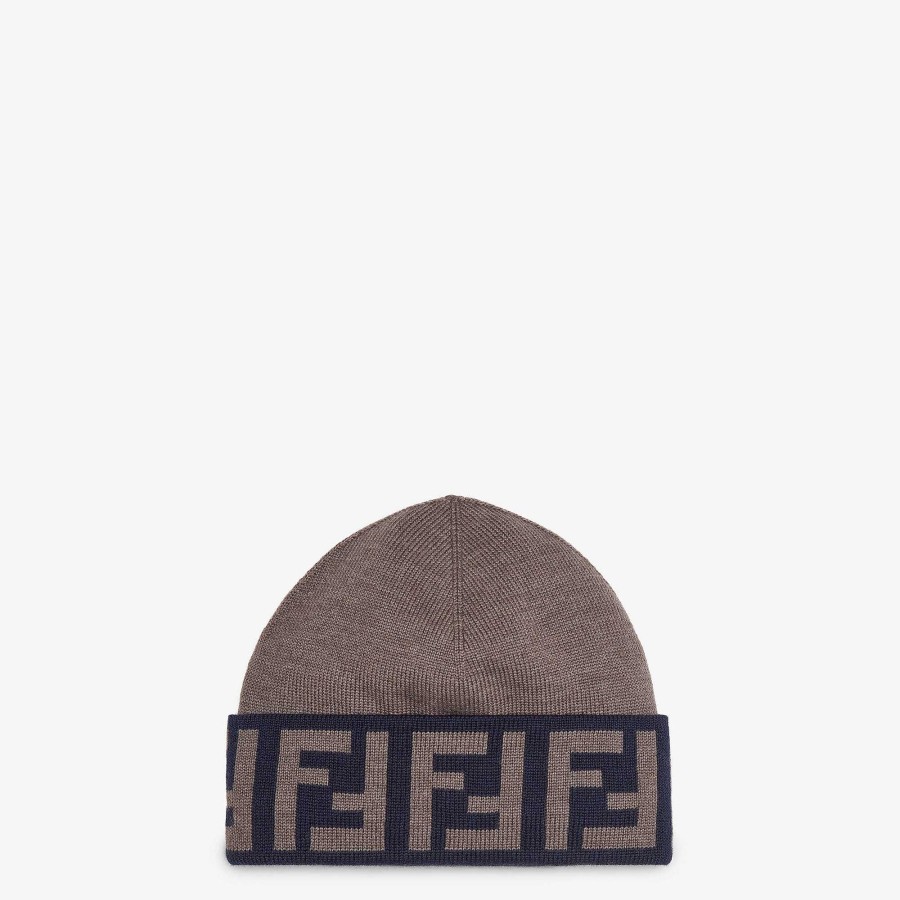 Men Fendi Hats & Gloves | Beanie Brown