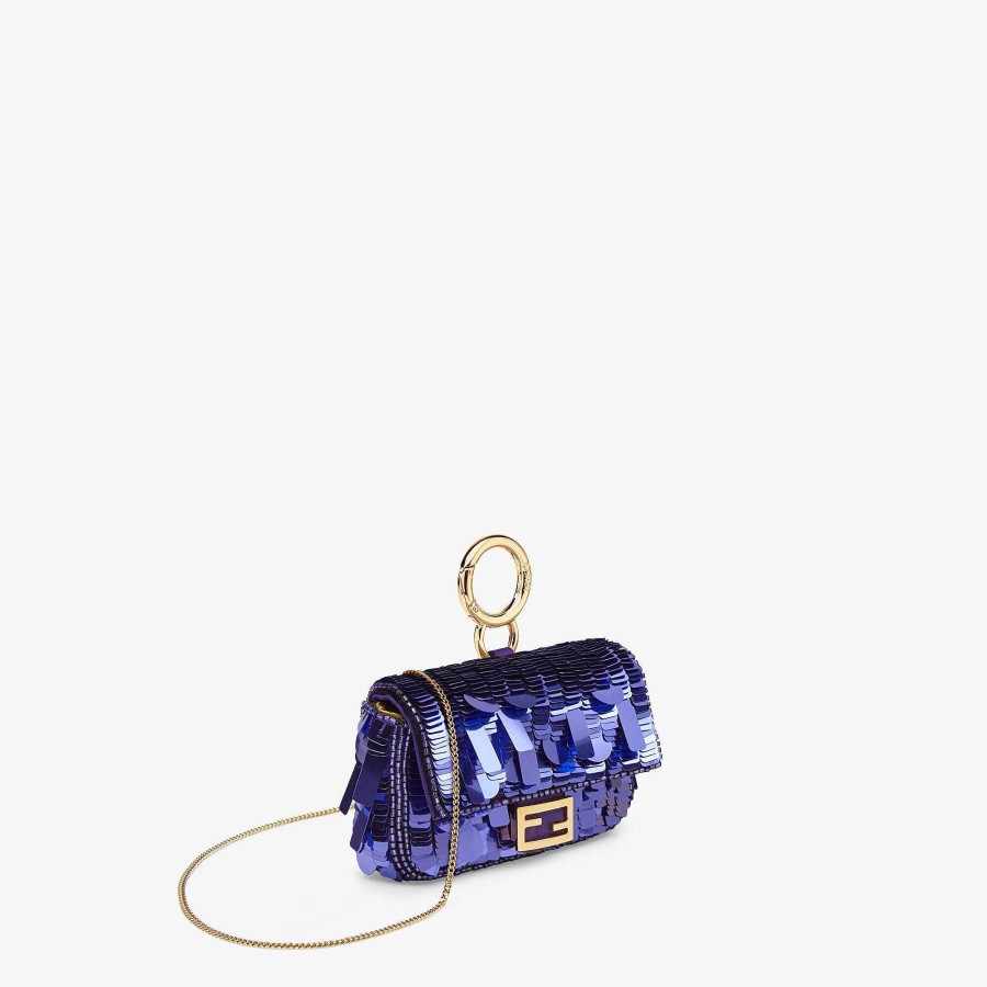 Women Fendi Miniature Bags | Nano Baguette Charm Purple