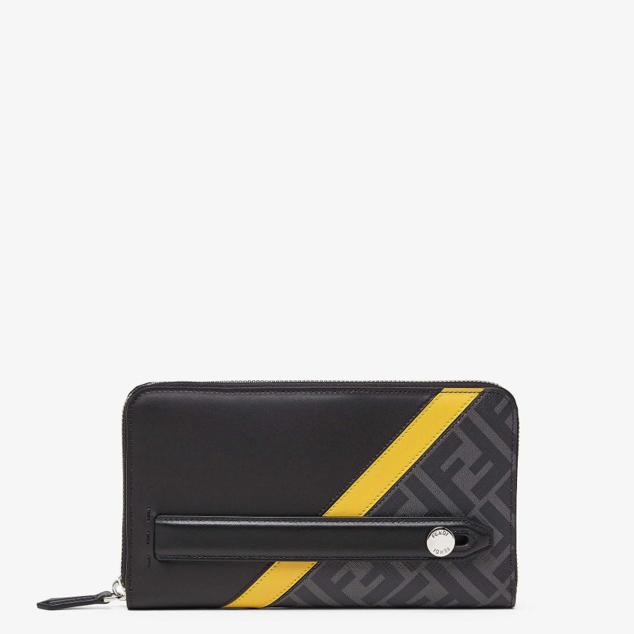 Men Fendi Wallets | Fendi Diagonal Continental Wallet Black