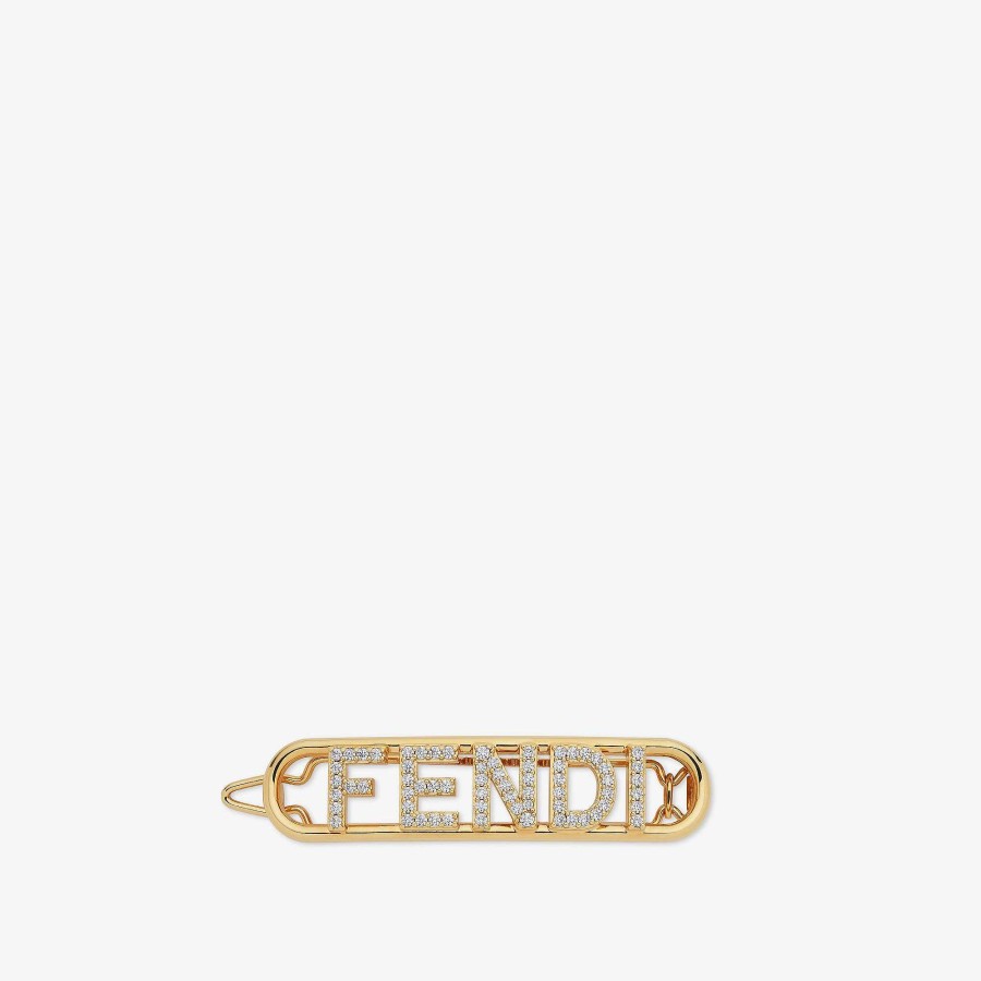 Women Fendi Hair Accessories | Fendigraphy Hair Clip Gold