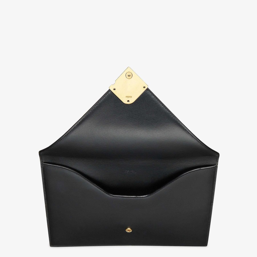 Women Fendi Pouches | Ff Diamonds Flat Pouch Black