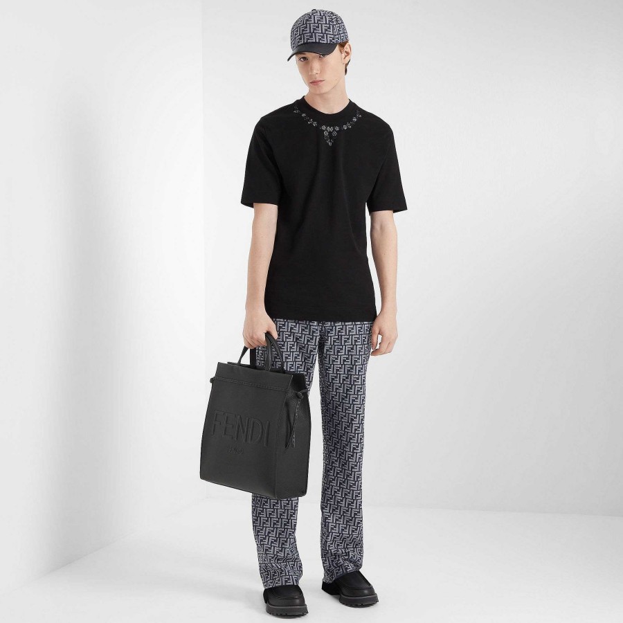 Men Fendi Tote Bags | Fendi Roma Medium Go To Shopper Black