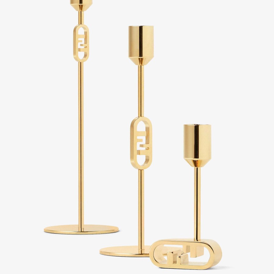 Home Decor & Lifestyle Fendi | Fendi O'Lock Candle Holder Set Gold