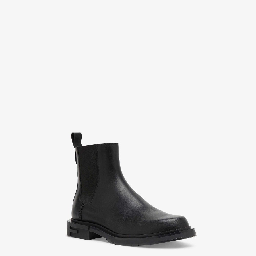 Men Fendi Lace Ups & Boots | Fendi Frame Chelsea Boots Black