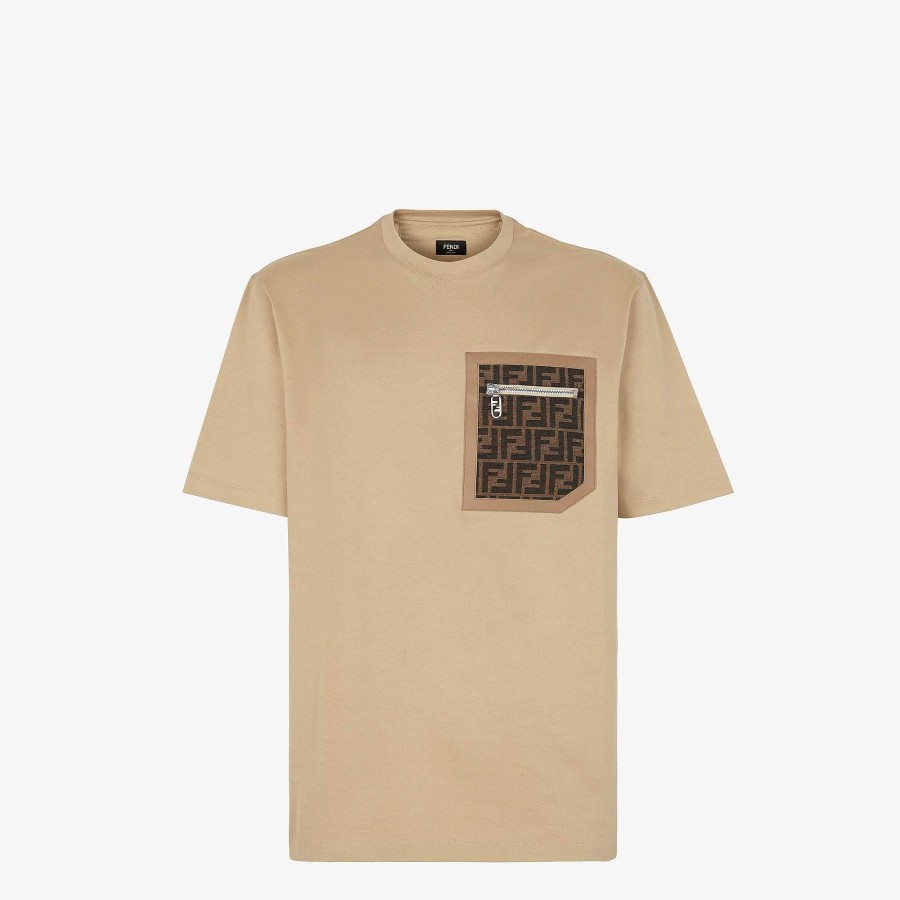 Men Fendi T-Shirts & Polos | T-Shirt Beige