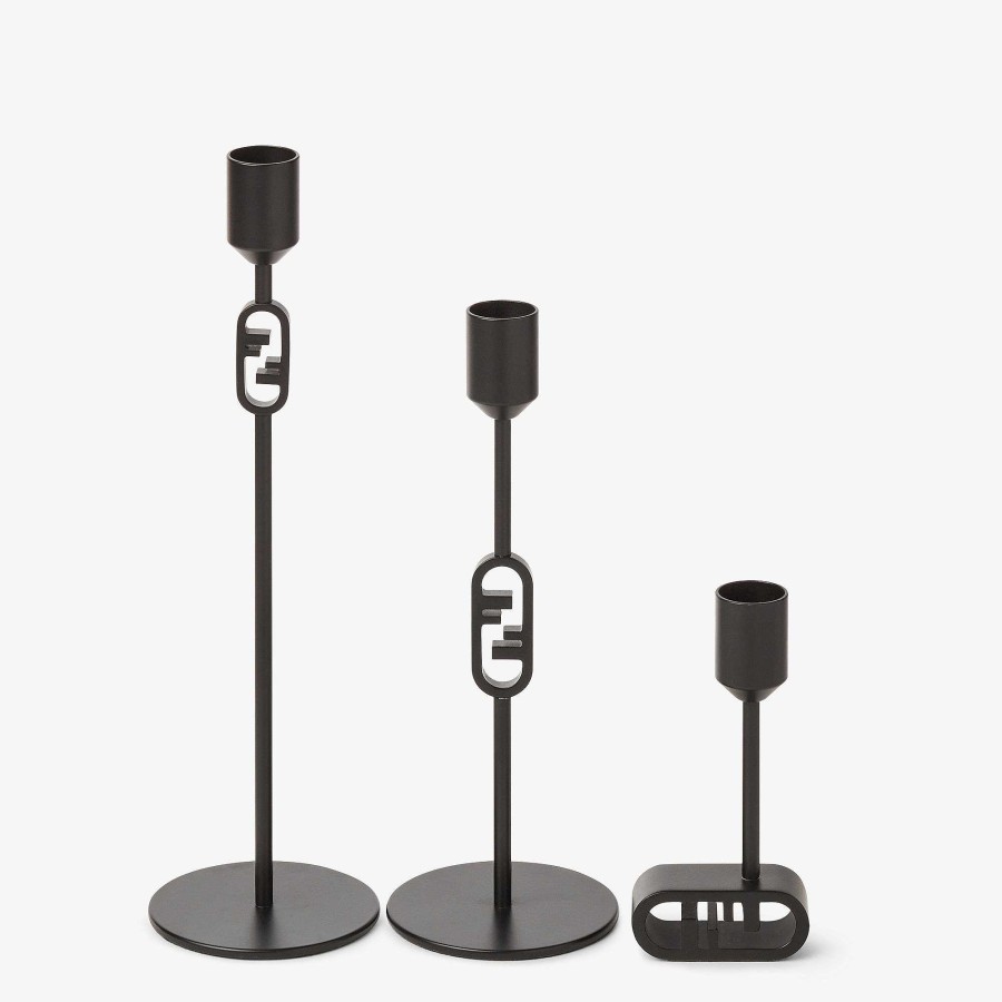 Home Decor & Lifestyle Fendi | Fendi O'Lock Candle Holder Set Black