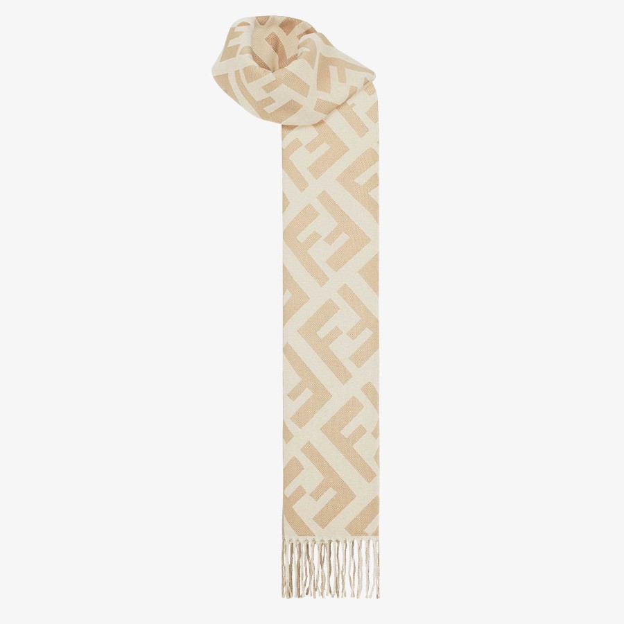 Women Fendi Scarves & Ponchos | Ff Scarf Beige