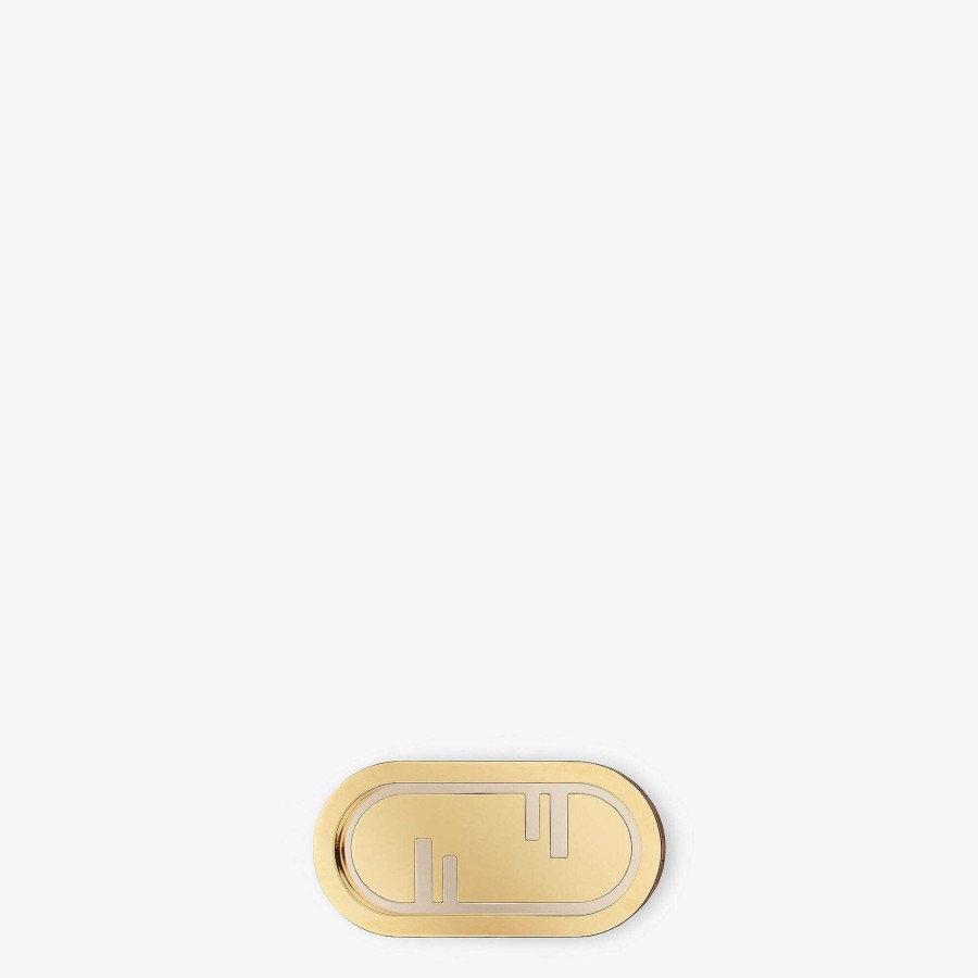 Home Decor & Lifestyle Fendi | Fendi O'Lock Oval Valet Tray Gold